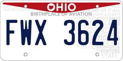 OH license plate FWX3624