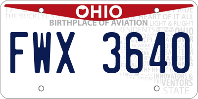 OH license plate FWX3640