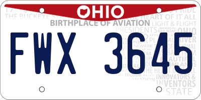 OH license plate FWX3645