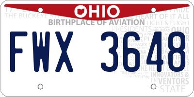 OH license plate FWX3648