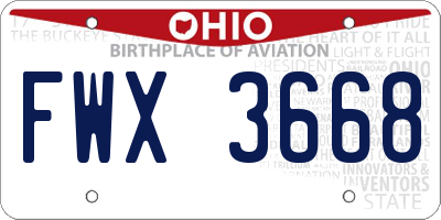 OH license plate FWX3668