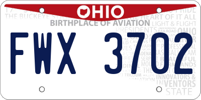 OH license plate FWX3702