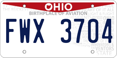 OH license plate FWX3704