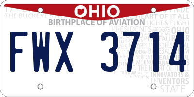 OH license plate FWX3714