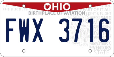 OH license plate FWX3716