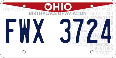 OH license plate FWX3724
