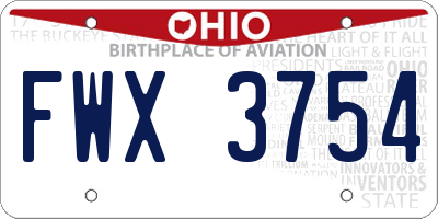OH license plate FWX3754