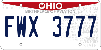 OH license plate FWX3777