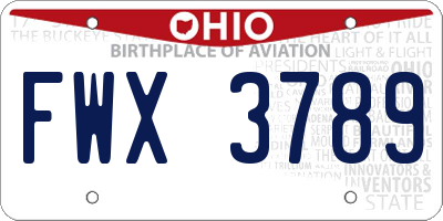 OH license plate FWX3789