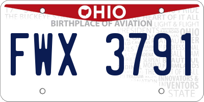 OH license plate FWX3791