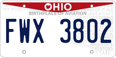 OH license plate FWX3802