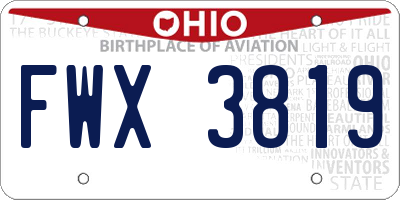 OH license plate FWX3819