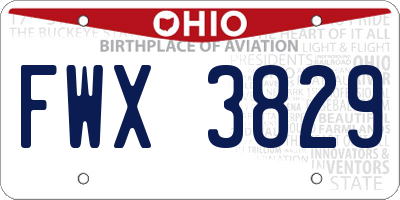 OH license plate FWX3829