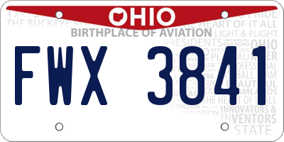 OH license plate FWX3841