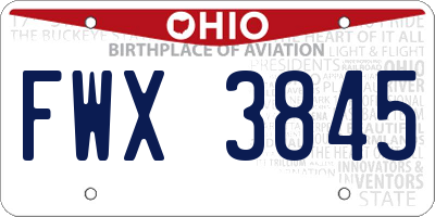 OH license plate FWX3845