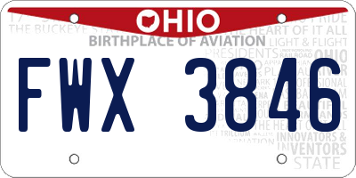 OH license plate FWX3846