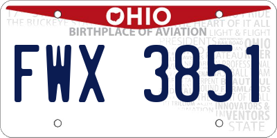 OH license plate FWX3851