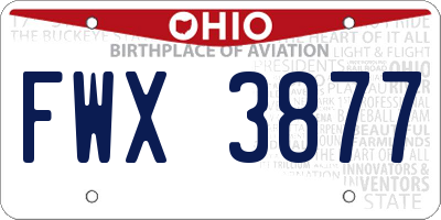 OH license plate FWX3877