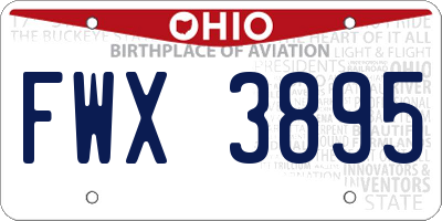 OH license plate FWX3895