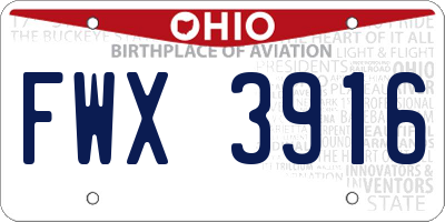 OH license plate FWX3916
