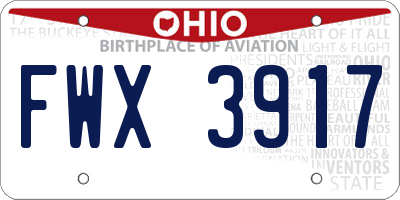 OH license plate FWX3917