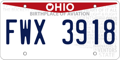 OH license plate FWX3918