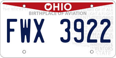 OH license plate FWX3922