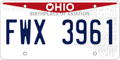 OH license plate FWX3961