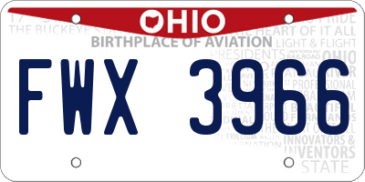 OH license plate FWX3966