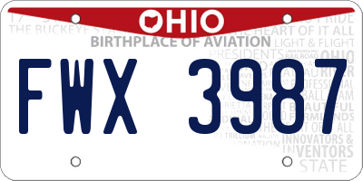 OH license plate FWX3987