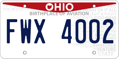 OH license plate FWX4002