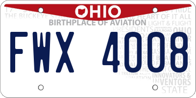 OH license plate FWX4008