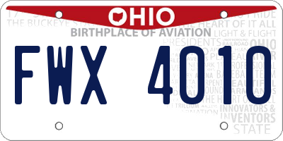 OH license plate FWX4010
