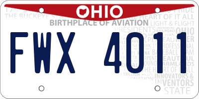OH license plate FWX4011
