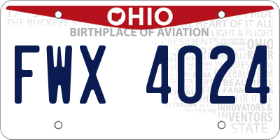OH license plate FWX4024