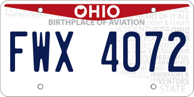 OH license plate FWX4072