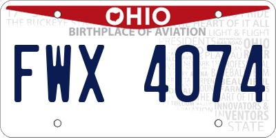 OH license plate FWX4074