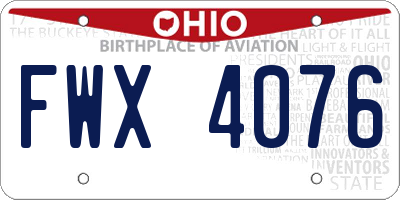 OH license plate FWX4076