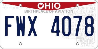 OH license plate FWX4078