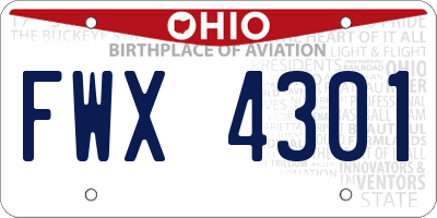 OH license plate FWX4301