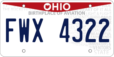 OH license plate FWX4322