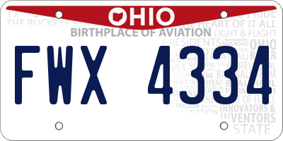 OH license plate FWX4334