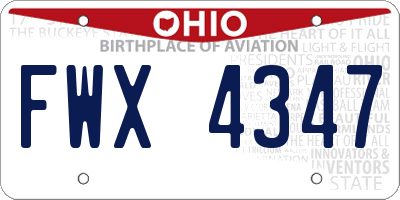 OH license plate FWX4347