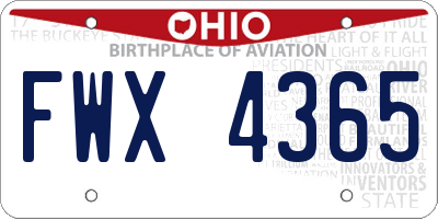 OH license plate FWX4365