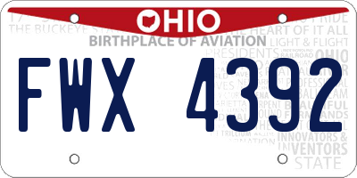 OH license plate FWX4392