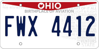 OH license plate FWX4412