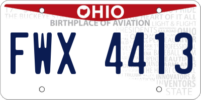 OH license plate FWX4413
