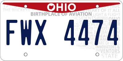 OH license plate FWX4474