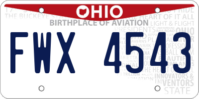OH license plate FWX4543