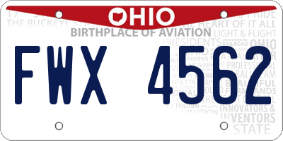 OH license plate FWX4562